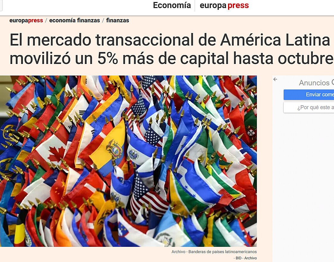 El mercado transaccional de Amrica Latina moviliz un 5% ms de capital hasta octubre